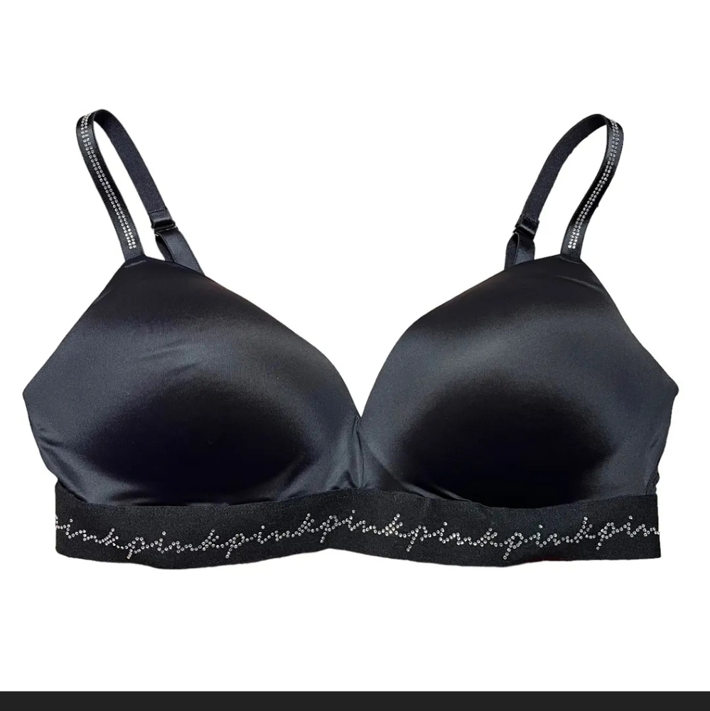 Victoria's Secret PINK Bling Wear Everywhere Wireless Push-Up Bra 38D Black